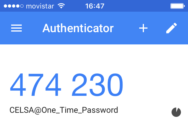 proporcionada: Introducir en Cuenta el valor CELSA@One_Time_Password.