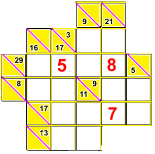 7. KAKURO Este tipo de crucigramas no tiene claves verbales sino numéricas y como en ellos, cada respuesta sirve de ayuda para resolver las otras que se cruzan.