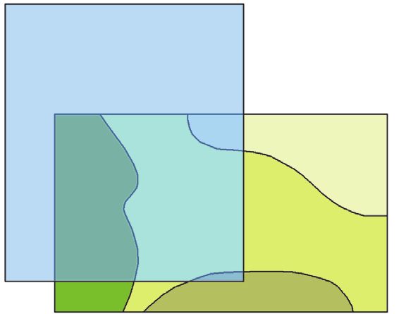 5. Intersect. Por medio de esta herramienta, dos capas se cruzan obteniendo, como resultado, los límites comunes que comparten las entidades geográficas de cada capa.