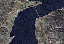 GRANDES OBRAS internacionales Imágenes satelitales muestran la ubicación del futuro puente y sus accesos.