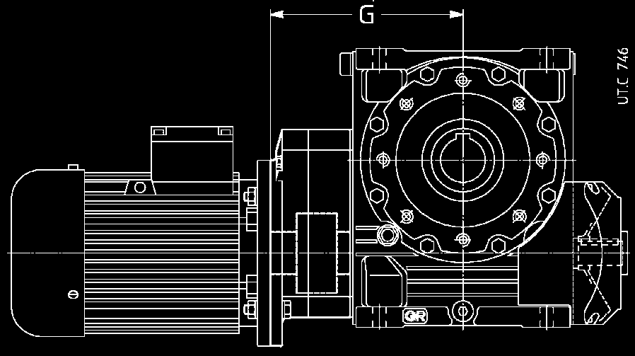 el tamaño del motor normalizado IEC en la designación del motorreductor de catálogo (ver cap. 3 y 9). Para las otras dimensiones del motorreductor ver el cap. 10.