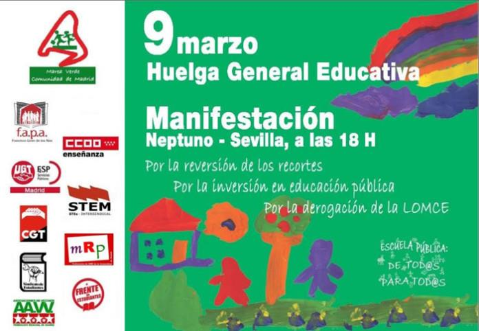 Huelga general educativa 9 marzo Por la reversión de los recortes, la inversión en