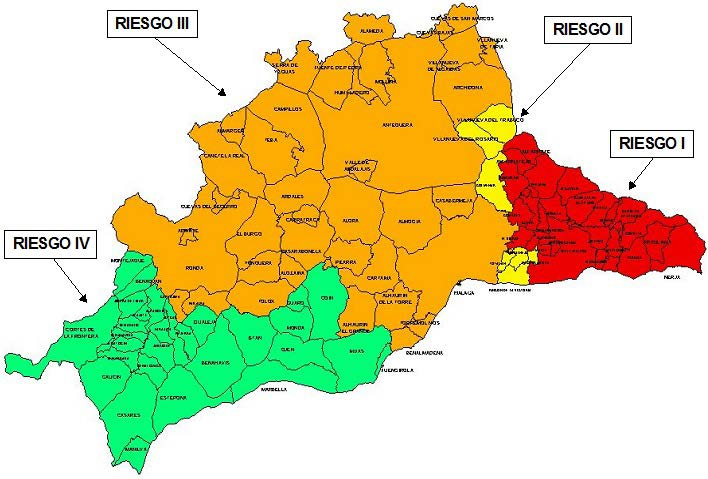 MAPA A continuación se muestra un mapa de la provincia de Málaga en el que se indican los grados de intensidad macrosísmica correspondientes a cada municipio según la norma sismorresistente NCSE-02: