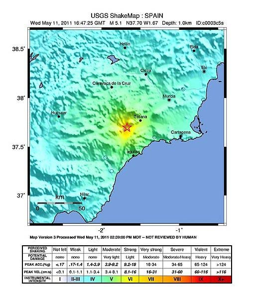 GRÁFICO Figura 37. Localización del hipocentro del terremoto de Lorca.
