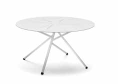 Catalytic treated steel table tops and stainless steel legs. Polyester powder coating finishing helps to make the table tops and legs resistant to strong weather conditions.