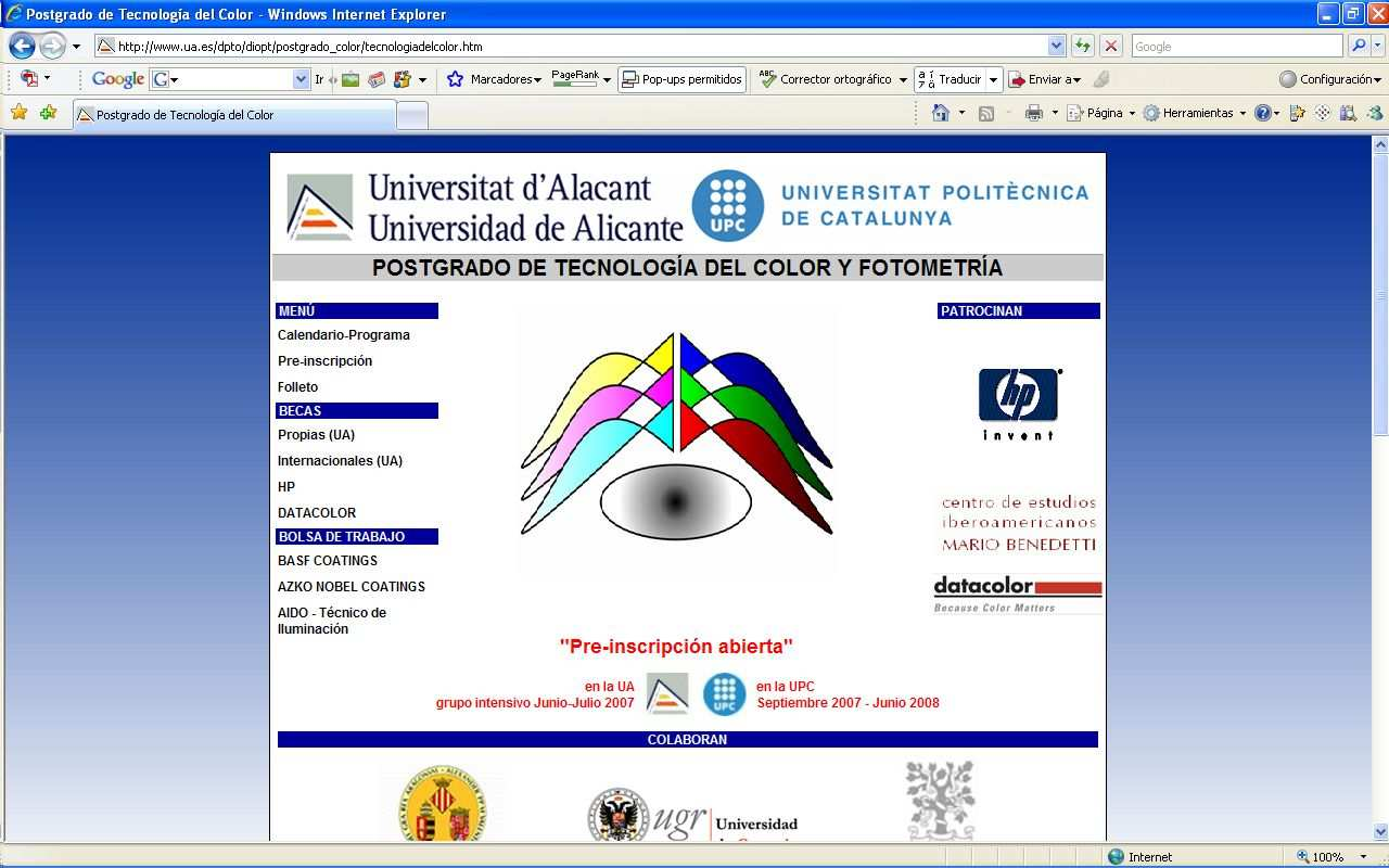 Ámbito docente Tecnología Color y Ergonomía Visual I Ámbito de aplicación docente En la