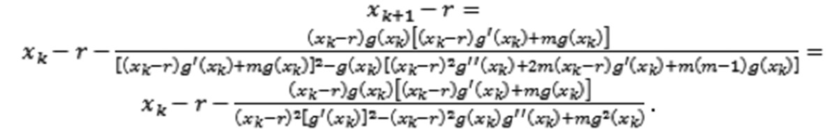 De tal modo que la ecuación A(x - B) m =0 implica Para el análisis de error, consideramos que f(x)=(x-r) m g(x), con g(r) 0.