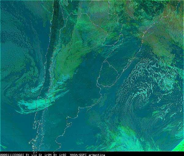 Imagen Satelital Se observa en la imagen nubosidad dispersa asociada al núcleo frío frente a