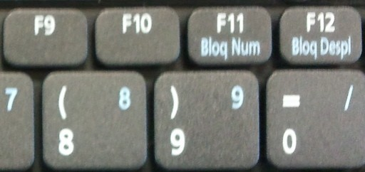 Fn+F11: Habilita/Deshabilita el bloqueo del teclado numérico.