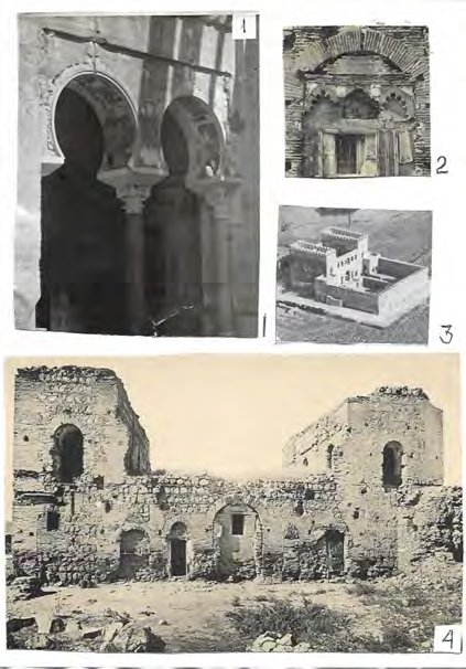 Figuras 37 y 38. 1, 2, 3, 9, 11, arcos de herradura gemelos de palacio toledano del siglo XI, de la Calle Núñez de Arce, según B.