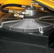 El ventilador del motor de velocidad variable accionado hidráulicamente funciona solamente cuando se necesita, lo que