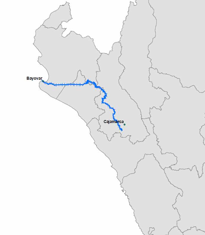 Proyecto Corredor Cajamarca- Bayovar (NorAndino) US$ 1,500 millones de inversión estimada en ferrocarril (550 Km de extensión) Financiamiento esperado con las mineras como palanca.