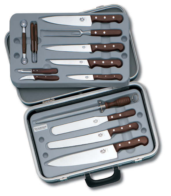 MADERA Maletines para Chef y soportes para cuchillos 5.494 MALETÍN PEQUEÑO PARA CHEF, 4 PIEZA negro, 49 x 3 cm con 2 bandejas sólidas, sintéticas 5.