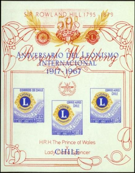 1967 : sobresello Royal Wedding con un zancudo, sobre BF 50 Aniversario de los Leones 1917-1967,