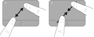 NOTA: NOTA: La velocidad de los dedos controla la velocidad del desplazamiento. El desplazamiento de dos dedos viene desactivado de fábrica.