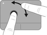 Rotación La rotación le permite girar elementos, por ejemplo fotos. Para rotar, apoye su índice izquierdo en el área del TouchPad.
