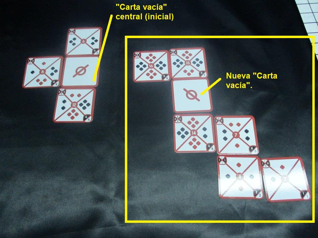 En la imagen siguiente, como podéis ver, el jugador retiraría todas las encerradas por el cuadrado amarillo (las 4 enlazadas a