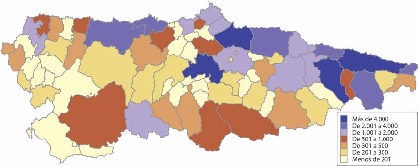 EL TURISMO EN ASTURIAS EN 2007 Las siguientes figuras ofrecen una representación gráfica a nivel de municipio