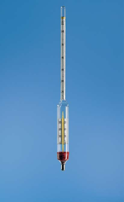 IV Densímetros Densímetros Procedimiento de medición y medición Los densímetros sirven para determinar la densidad de líquidos o la concentración de sustancias disueltas.