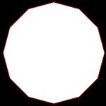 Ángulos del dodecágono Suma de ángulos interiores de un dodecágono = (12 2) 180 = 1800 El valor de un ángulo interior del dodecágono regular es 1800º : 12 = 150º El ángulo central del dodecágono