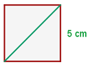 Calcular la diagonal de un cuadrado de 5 cm de lado.