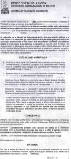 Archivo General de la Nación VALORACIÓN POR PARTE DEL ARCHIVO GENERAL DE LA NACIÓN
