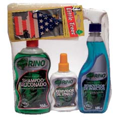 kit incluye: 1 Shampoo siliconado x 550mL 1 Resaltador de caucho x 330mL 1 Silicona x 230mL 1 Esponja 1 Pinito Codigo Unidad de Venta