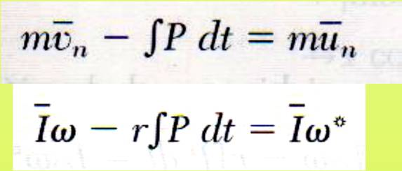 Los diagramas de cantidad de movimiento e impulso correspondientes al período de deformación Velocidad del centro de masa al
