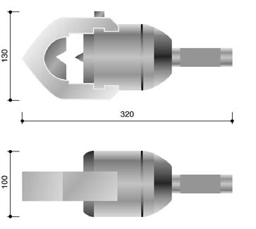 Para engastar secciones de más de 300 mm2 no se utilizan matrices, sino que los terminales de cable se introducen directamente en el alojamiento destinado generalmente a las