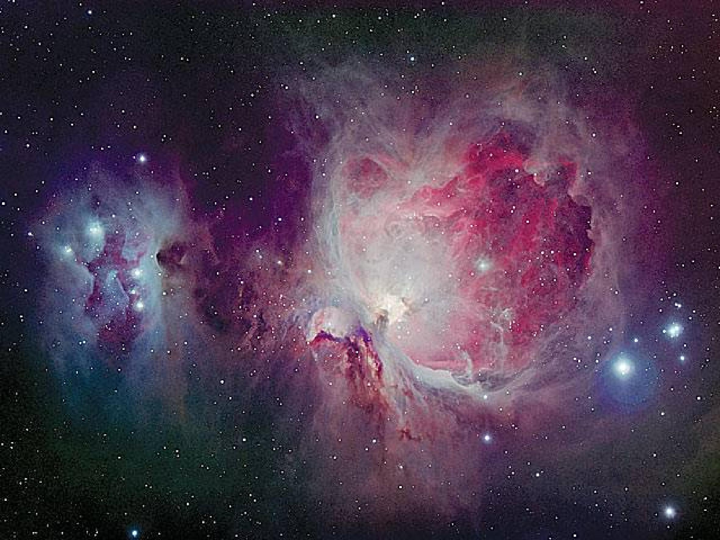 Nebulosas de emisión 5 Estrellas luminosas y calientes, ionizan H. La recombinación produce luz roja Nebulosa de emisión M42 en Orión.