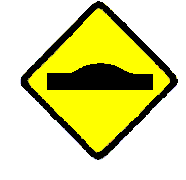 Resalto Simple, esta señal advierte a los conductores de la proximidad de una protuberancia en la superficie de la vía