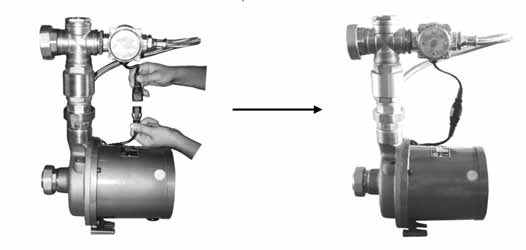 H.2) Conectar el flexible de ½ pulgada proveniente del Control Automático a la electrobomba. H.