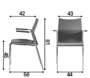 Opción de brazos en plástico inyectado del mismo color que el asiento y el respaldo. Stackable chairs for contract purposes.