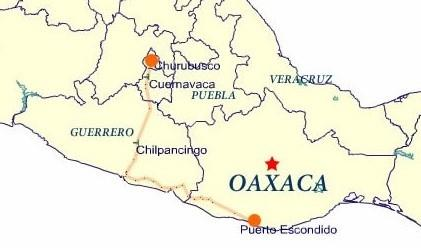 150 México - Puebla; seguir por la Autopista Puebla Córdoba hasta el entronque con la carretera Cuacnopalan - Oaxaca, seguir