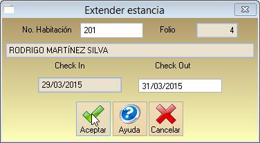 6.3.7. EXTENDER ESTANCIA La opción Extender estancia permite aumentar o reducir la fecha de estancia del huésped.