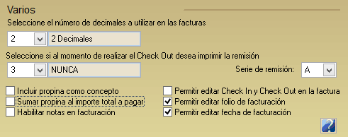 Si no desea imprimir la remisión al momento de efectuar el Check Out seleccione la opción 3 de la lista desplegable, en caso contrario indique si desea que el sistema pregunte si desea imprimir la