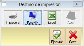 Si desea imprimir o exportar el reporte en formato de Excel presione el botón Exportar a Excel / Imprimir el cual desplegará la pantalla de selección de destino de impresión.