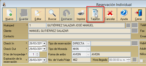 si el formato de la tarjeta de registro está seleccionado en la pantalla de configuración.