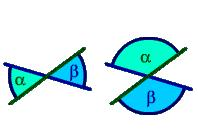 vértice en común y los lados de uno de ellos son la prolongación de los lados del otro.