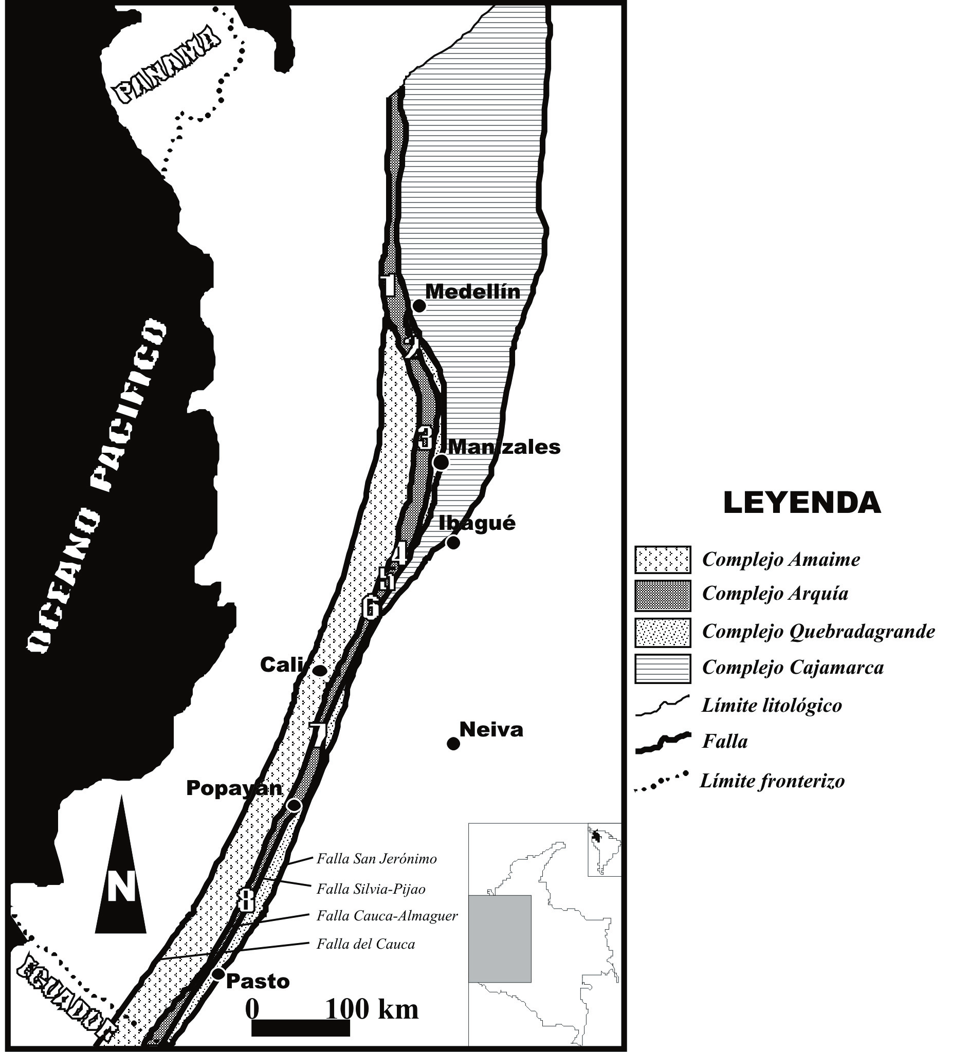 Geología Colombiana No. 33, Diciembre, 2008 diferentes unidades litodémicas, con características geológicas y edades diferentes (Fig.