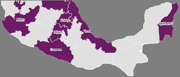 Quintana Roo, San Luis Potosí, Tamaulipas y Veracruz.