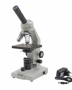 Serie ECOVISION - Modelos M-100FL Microscopio biológico monocular de 400x aumentos, pudiéndose incrementar hasta 1600x utilizando un ocular 16x y un objetivo 100x (accesorios opcionales).