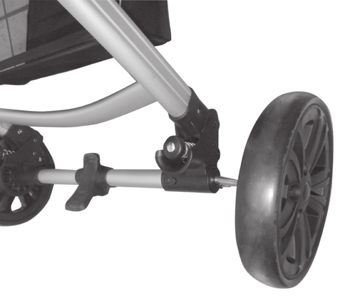 1 2 a Colocación de ruedas Coloque el soporte de la rueda trasera en la