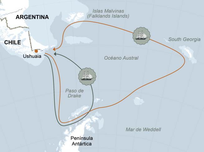 Viajar a la Antártida: Cómo llegar y duración del viaje El barco sigue siendo la alternativa más razonable para acceder a la Antártida, y el puerto argentino de Ushuaia el lugar de salida de la