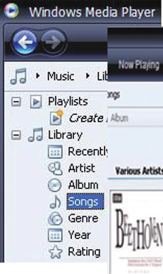 5 Music Gestión de música en PC Organización de los archivos de música Organización de los archivos de música por información de canción Si los archivos contienen información de canción (metadatos o