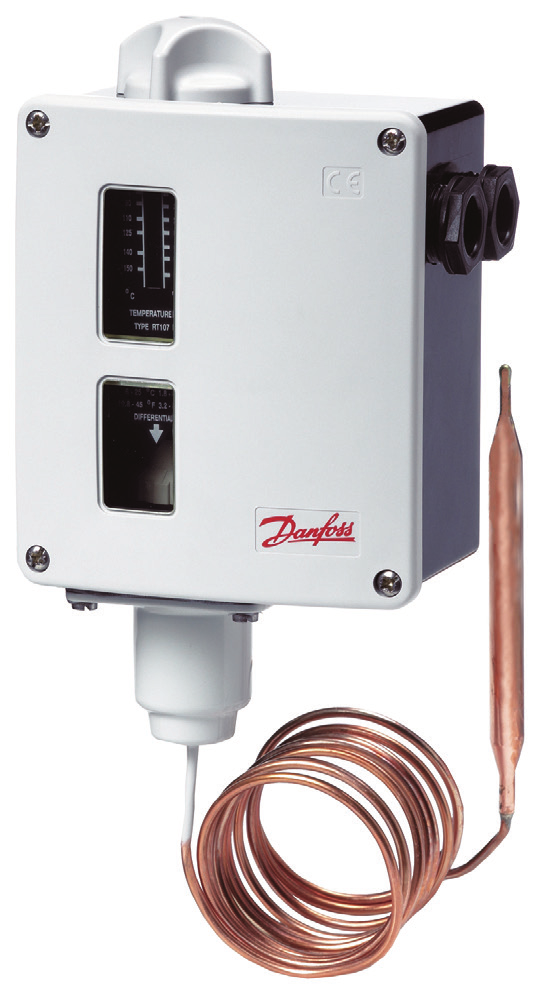 Folleto técnico Termostatos RT Los termostatos RT incorporan un conmutador unipolar controlado por temperatura en el que la posición de contacto depende de la temperatura del sensor y del valor de