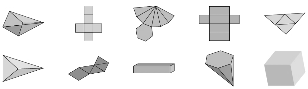 MATEMATICAS O3.01 CARAS DE CUERPOS GEOMÉTRICOS Identifica a cada cuerpo geométrico según la forma de sus bases Relacionar diferentes cuerpos geométricos con su desarrollo plano O3.