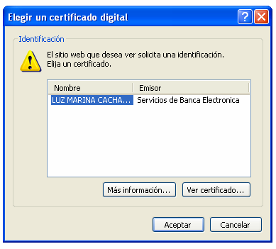 Figura 6. Selección de certificado digital. Paso 6.