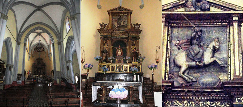 Posee una pila bautismal fechada en 1831, además de varios retablos y tallas barrocas. Debido a los desastres de la guerra esta iglesia fue de nuevo construida.