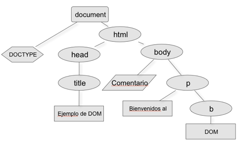 Cada componente del HTML es un nodo Los cambios en el DOM se reflejan en tiempo real en el HTML <!